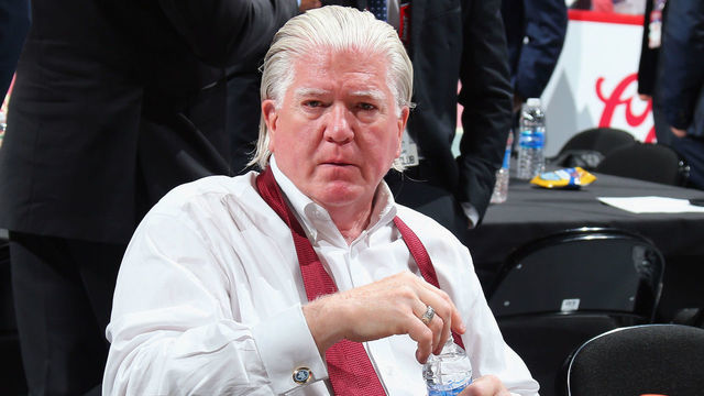 CHICAGO, IL - JUNE 23: Brian Burke of the Calgary Flames attends the 2017 NHL Draft at the United Center on June 23, 2017 in Chicago, Illinois.