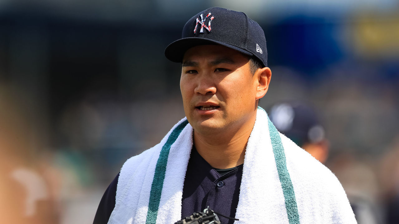 TAMPA, FL - MARCH 3: Masahiro Tanaka #19 of the New York Yankees looks on during a spring training game against the Boston Red Sox at Steinbrenner Field on March 3, 2020 in Tampa, Florida.