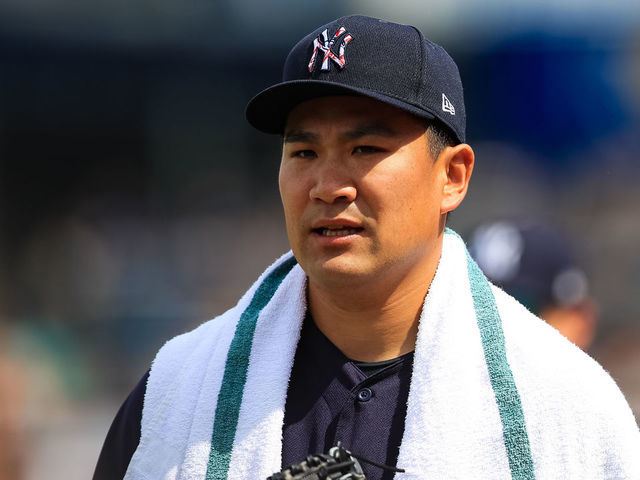 TAMPA, FL - MARCH 3: Masahiro Tanaka #19 of the New York Yankees looks on during a spring training game against the Boston Red Sox at Steinbrenner Field on March 3, 2020 in Tampa, Florida.