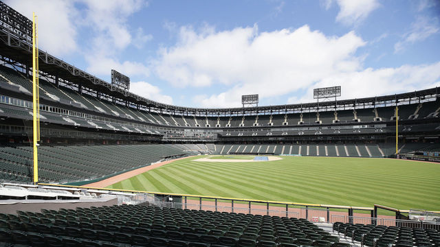 CHICAGO, ILLINOIS - MAY 08: A general view of Guaranteed Rate Feld, home of the Chicago White Sox, on May 08, 2020 in Chicago, Illinois. The 2020 Major League Baseball season is on hold due to the COVID-19 pandemic.