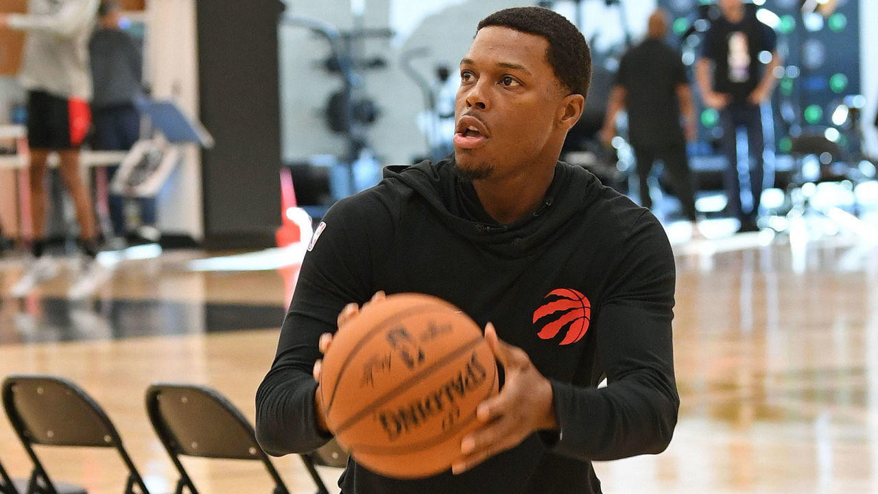 TORONTO, CANADA - OCTOBER 22: Kyle Lowry #7 of the Toronto Raptors shoots the ball during an all access practice on October 22, 2019 at OVO Atletic Centre in Toronto, Ontario, Canada. Mandatory Copyright Notice: Copyright 2019 NBAE