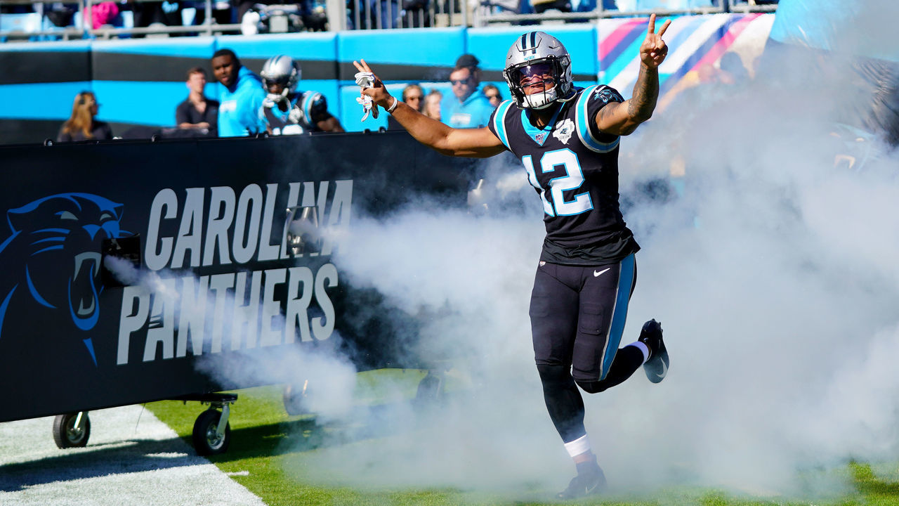 CHARLOTTE, NORTH CAROLINA - NOVEMBER 03: D.J. Moore #12 of the Carolina Panthers before their game against the Tennessee Titans at Bank of America Stadium on November 03, 2019 in Charlotte, North Carolina.