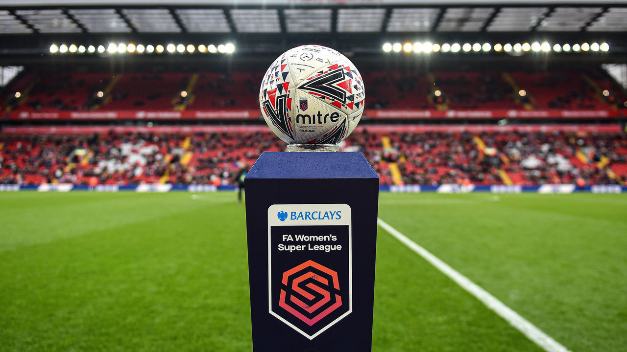 LIVERPOOL, ENGLAND - NOVEMBER 17: (THE SUN OUT, THE SUN ON SUNDAY OUT) Match ball of the Barclays FA Women's Super League before the match between Liverpool and Everton at Anfield on November 17, 2019 in Liverpool, United Kingdom.