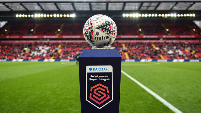 LIVERPOOL, ENGLAND - NOVEMBER 17: (THE SUN OUT, THE SUN ON SUNDAY OUT) Match ball of the Barclays FA Women's Super League before the match between Liverpool and Everton at Anfield on November 17, 2019 in Liverpool, United Kingdom.