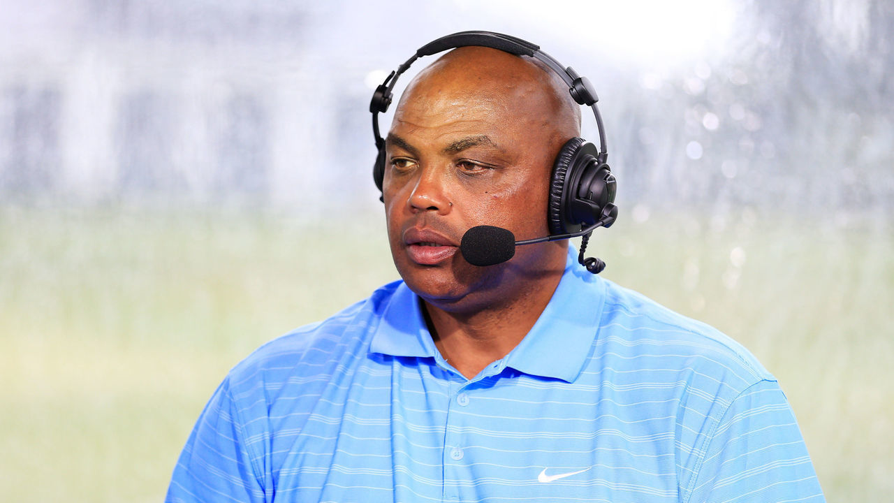 HOBE SOUND, FLORIDA - MAY 24: Charles Barkley commentates from the booth during The Match: Champions For Charity at Medalist Golf Club on May 24, 2020 in Hobe Sound, Florida.