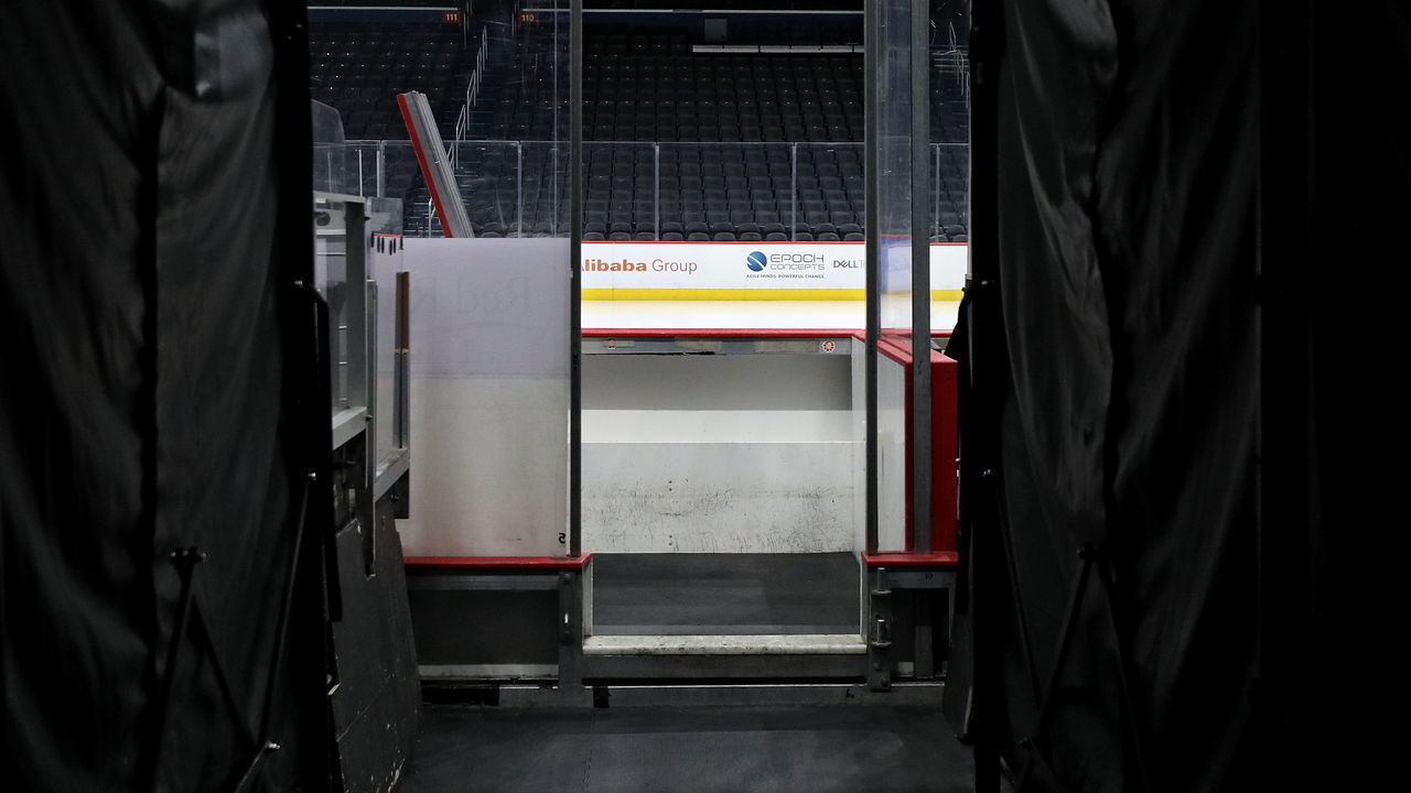 WASHINGTON, DC - MARCH 12: The player's tunnel to the bench is empty prior to the Detroit Red Wings playing against the Washington Capitals at Capital One Arena on March 12, 2020 in Washington, DC. Yesterday, the NBA suspended their season until further notice after a Utah Jazz player tested positive for the coronavirus (COVID-19). The NHL said per a release, that the uncertainty regarding next steps regarding the coronavirus, Clubs were advised not to conduct morning skates, practices or team meetings today.