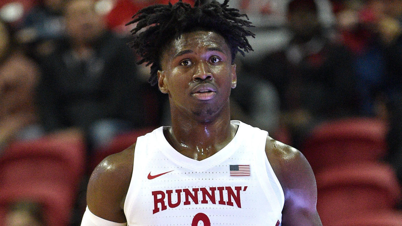 LAS VEGAS, NEVADA - JANUARY 15: Donnie Tillman #2 of the UNLV Rebels looks on during a game against the San Jose State Spartans at the Thomas & Mack Center on January 15, 2020 in Las Vegas, Nevada. UNLV won 98-87.