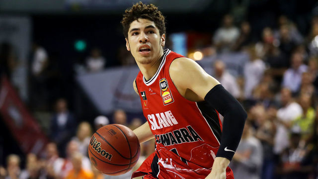 WOLLONGONG, AUSTRALIA - NOVEMBER 25: Lamelo Ball of the Hawks drives to the basket during the round 8 NBL match between the Illawarra Hawks and the Cairns Taipans at WIN Entertainment Centre on November 25, 2019 in Wollongong, Australia.