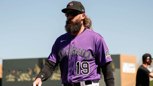 SCOTTSDALE, AZ - MARCH 03: Colorado Rockies right fielder Charlie Blackmon (19) looks on before the spring training MLB baseball game between the Chicago Cubs and the Colorado Rockies on March 3, 2020 at Salt River Fields at Talking Stick in Scottsdale, Arizona.