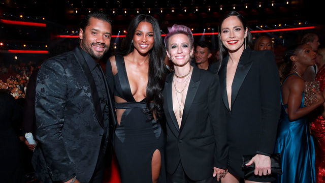 LOS ANGELES, CALIFORNIA - JULY 10: (L-R) Russell Wilson, Ciara, Megan Rapinoe, and Sue Bird attend The 2019 ESPYs at Microsoft Theater on July 10, 2019 in Los Angeles, California.
