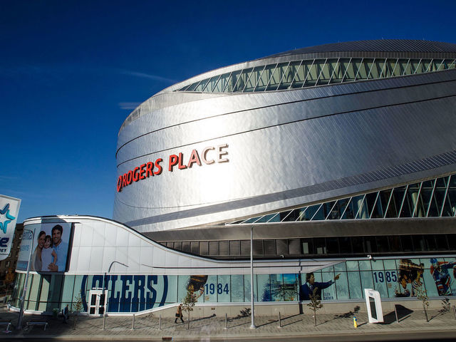 EDMONTON, AB - OCTOBER 04: Edmonton Oilers' home arena Rogers Place is seen from the exterior ahead of the home opener against the Calgary Flames on October 4, 2017 in Edmonton, Canada.