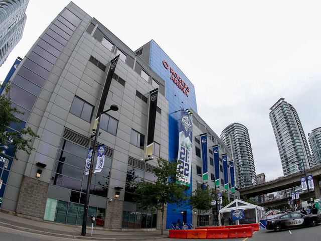 VANCOUVER, BC - JUNE 22: A general view of the exterior of the building during the 2019 NHL Draft at Rogers Arena on June 22, 2019 in Vancouver, British Columbia, Canada.