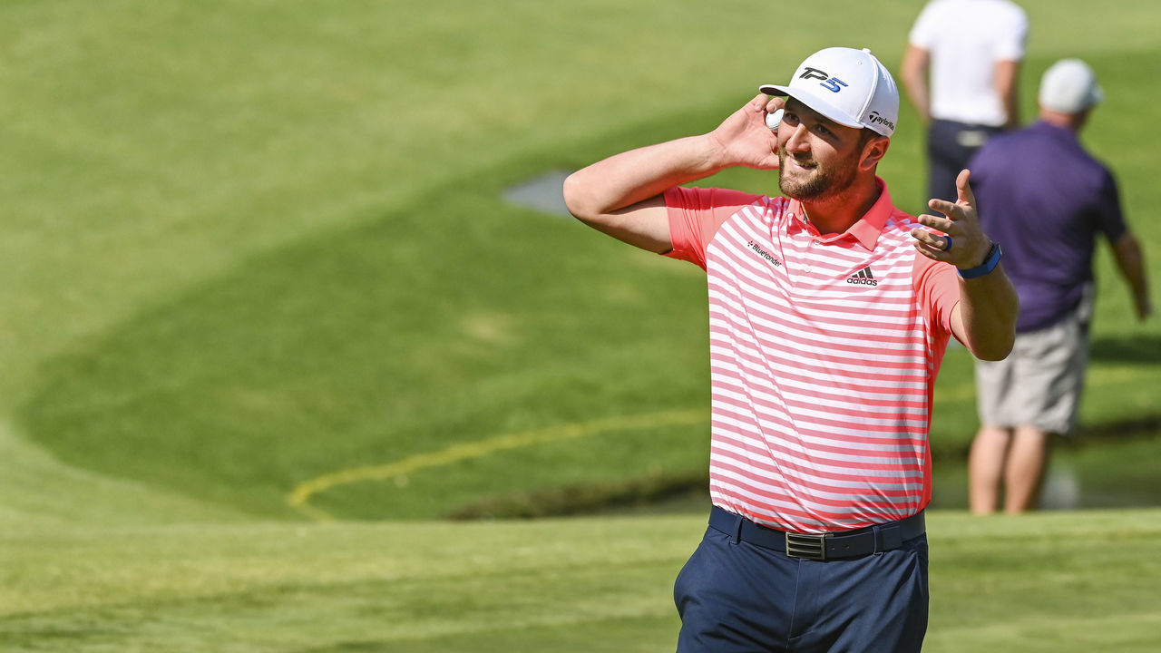 MEXICO CITY, MEXICO - FEBRUARY 22: Jon Rahm of Spain smiles as he gestures to fans to get loud to celebrate his hole-in-one on the 17th hole during the third round of the World Golf Championships-Mexico Championship at Club de Golf Chapultepec on February 22, 2020 in Mexico City, Mexico.