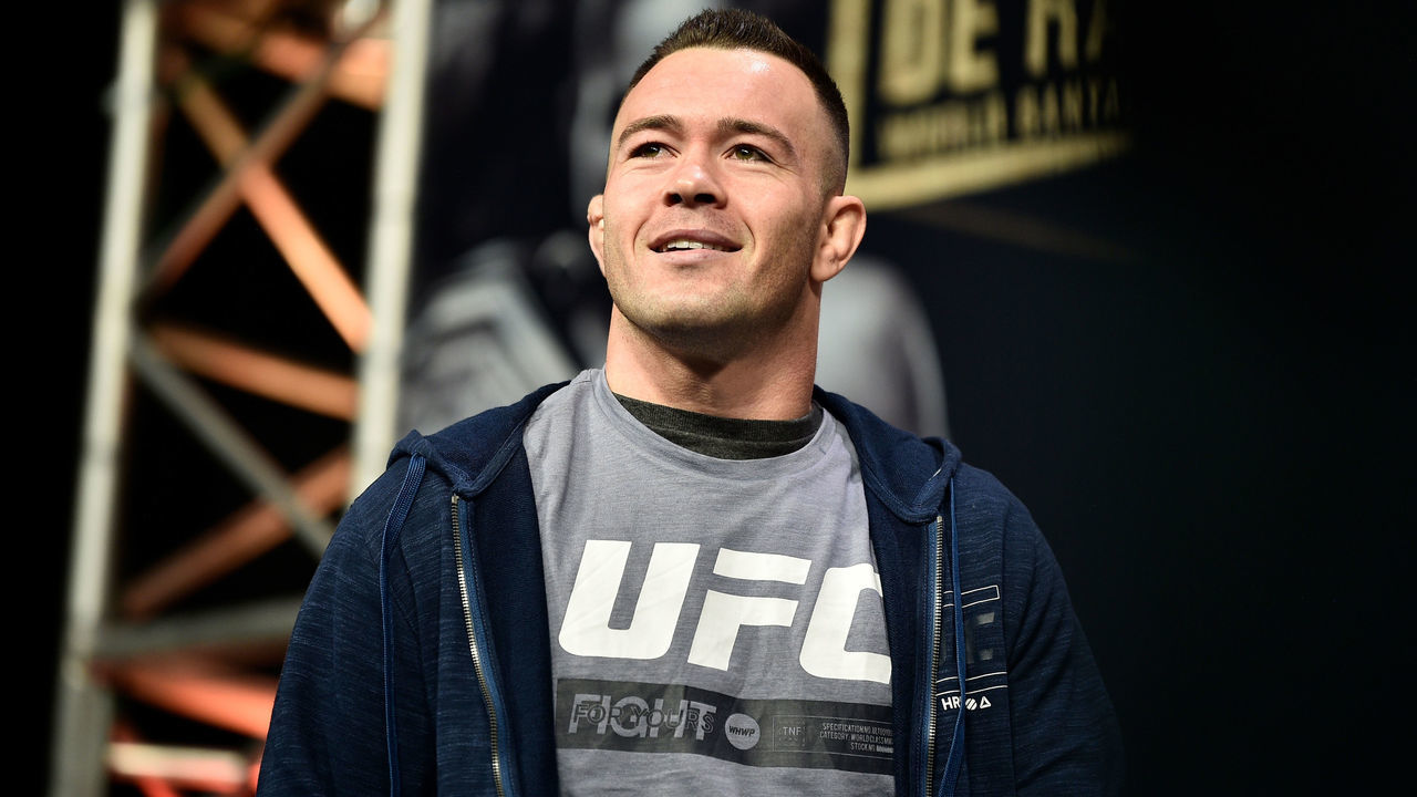 LAS VEGAS, NEVADA - DECEMBER 13: Colby Covington walks on stage during the UFC 245 Weigh-Ins at T-Mobile Arena on December 13, 2019 in Las Vegas, Nevada.
