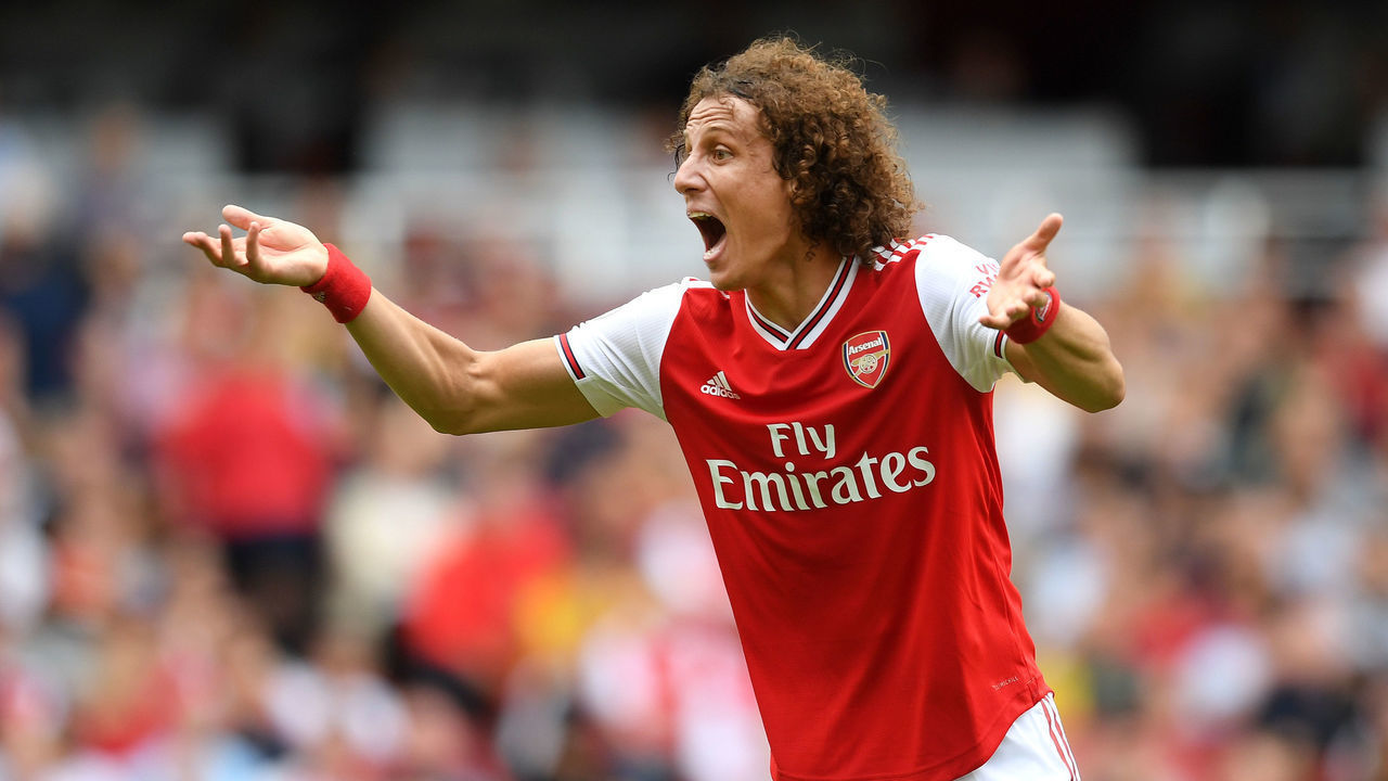 LONDON, ENGLAND - AUGUST 17: David Luiz of Arsenal reacts during the Premier League match between Arsenal FC and Burnley FC at Emirates Stadium on August 17, 2019 in London, United Kingdom.