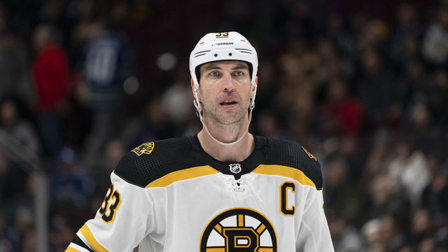 VANCOUVER, BC - FEBRUARY 22: Zdeno Chara #33 of the Boston Bruins during NHL action against the Vancouver Canucks at Rogers Arena on February 22, 2020 in Vancouver, Canada.