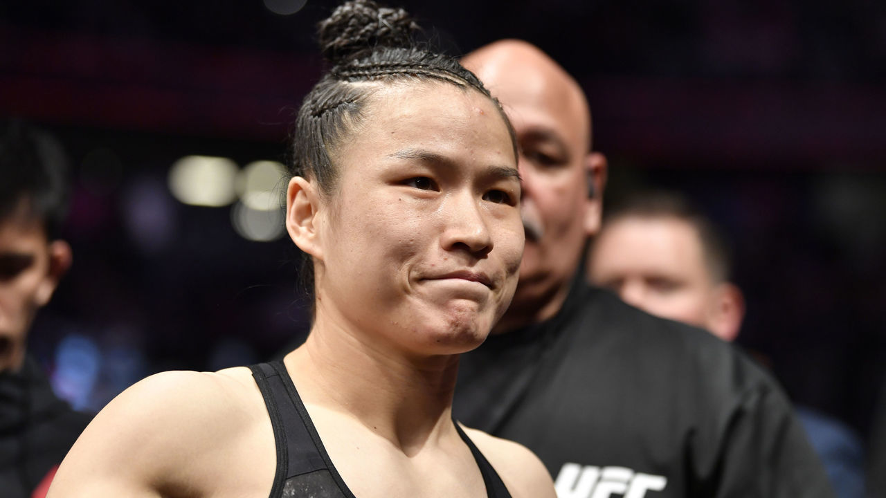 LAS VEGAS, NEVADA - MARCH 07: Zhang Weili of China prepares to fight Joanna Jedrzejczyk of Poland in their UFC strawweight championship fight during the UFC 248 event at T-Mobile Arena on March 07, 2020 in Las Vegas, Nevada.