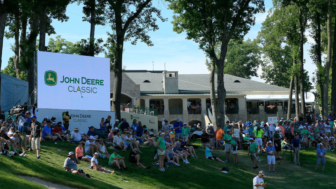 SILVIS, IL - JULY 14: Signage during The Open Qualifying Series, part of the John Deere Classic at TPC Deere Run on July 14, 2019 in Silvis, Illinois.