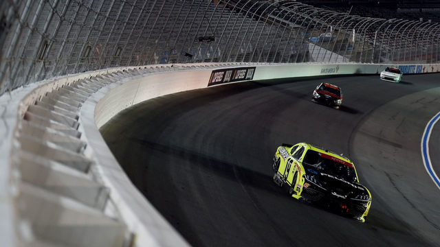 CONCORD, NORTH CAROLINA - MAY 25: Brandon Jones, driver of the #19 Menards/Pelonis Toyota, drives during the NASCAR Xfinity Series Alsco 300 at Charlotte Motor Speedway on May 25, 2020 in Concord, North Carolina.