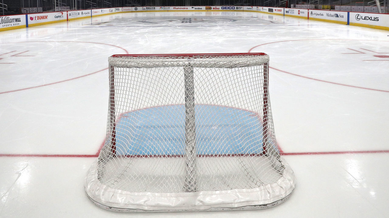 WASHINGTON, DC - MARCH 12: A goal sits on the empty ice prior to the Detroit Red Wings playing against the Washington Capitals at Capital One Arena on March 12, 2020 in Washington, DC. Yesterday, the NBA suspended their season until further notice after a Utah Jazz player tested positive for the coronavirus (COVID-19). The NHL said per a release, that the uncertainty regarding next steps regarding the coronavirus, Clubs were advised not to conduct morning skates, practices or team meetings today.