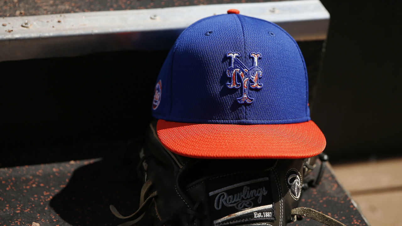 JUPITER, FLORIDA - FEBRUARY 22: A detail of a New York Mets hat during a spring training game against the St. Louis Cardinals at Roger Dean Stadium on February 22, 2020 in Jupiter, Florida.