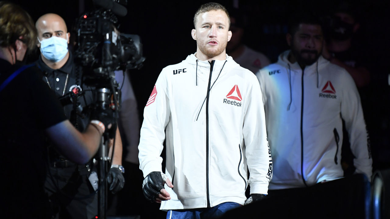 JACKSONVILLE, FLORIDA - MAY 09: Justin Gaethje prepares to fight Tony Ferguson in their UFC interim lightweight championship fight during the UFC 249 event at VyStar Veterans Memorial Arena on May 09, 2020 in Jacksonville, Florida.