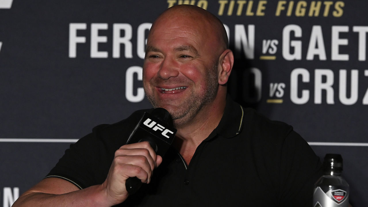 JACKSONVILLE, FLORIDA - MAY 09: UFC President Dana White speaks to the media after UFC 249 at VyStar Veterans Memorial Arena on May 09, 2020 in Jacksonville, Florida.