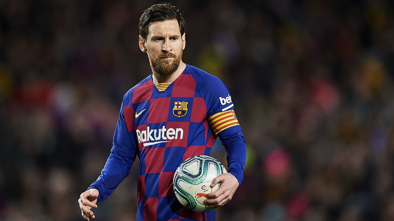 BARCELONA, SPAIN - MARCH 07: Lionel Messi of FC Barcelona looks on during the Liga match between FC Barcelona and Real Sociedad at Camp Nou on March 07, 2020 in Barcelona, Spain.