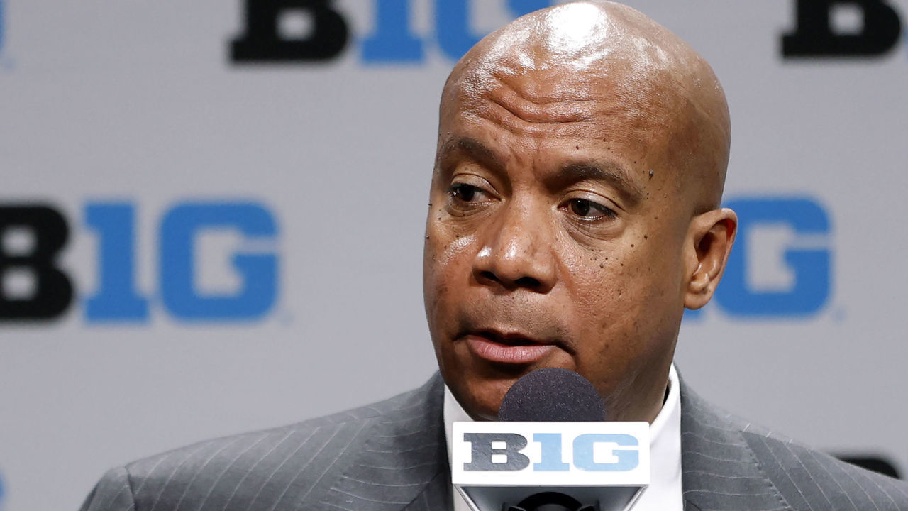 INDIANAPOLIS, IN - MARCH 12: Big Ten Commissioner Kevin Warren speaks following the cancellation of the men's basketball tournament due to concerns over the Coronavirus (COVID-19) at Bankers Life Fieldhouse on March 12, 2020 in Indianapolis, Indiana.