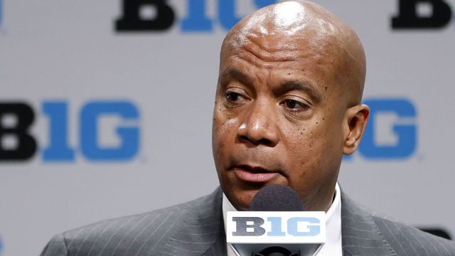 INDIANAPOLIS, IN - MARCH 12: Big Ten Commissioner Kevin Warren speaks following the cancellation of the men's basketball tournament due to concerns over the Coronavirus (COVID-19) at Bankers Life Fieldhouse on March 12, 2020 in Indianapolis, Indiana.
