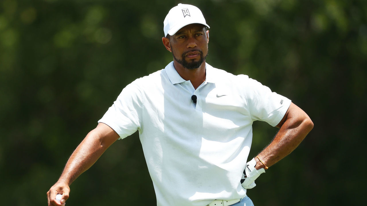 HOBE SOUND, FLORIDA - MAY 23: Tiger Woods looks on during a practice round for The Match: Champions For Charity at Medalist Golf Club on May 23, 2020 in Hobe Sound, Florida.
