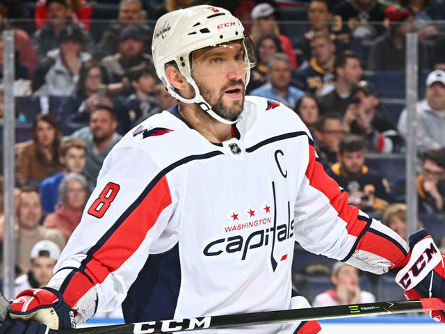 BUFFALO, NY - MARCH 9: Alex Ovechkin #8 of the Washington Capitals skates against the Buffalo Sabres during an NHL game on March 9, 2020 at KeyBank Center in Buffalo, New York.