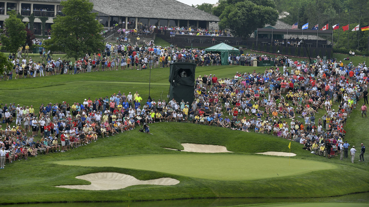 DUBLIN, OHIO - JUNE 02: A course scenic view of the ninth green and first tee during the final round of the Memorial Tournament presented by Nationwide at Muirfield Village Golf Club on June 2, 2019 in Dublin, Ohio.