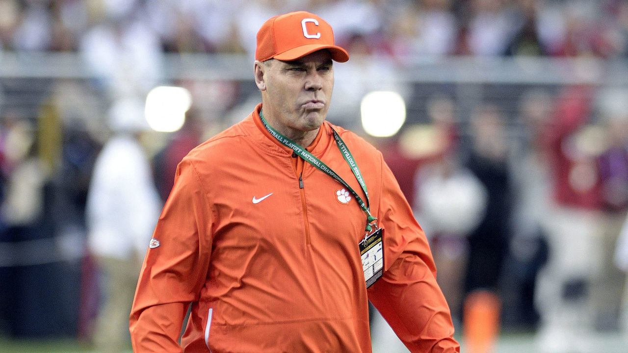 SANTA CLARA, CA - JANUARY 07: Clemson Tigers Assistant Head Coach, Special Teams Coordinator, Tight Ends Danny Pearman prior to the start of the Alabama Crimson Tide's game versus the Clemson Tigers in the College Football Playoff National Championship game on January 7, 2019, at Levi's Stadium in Santa Clara, CA.