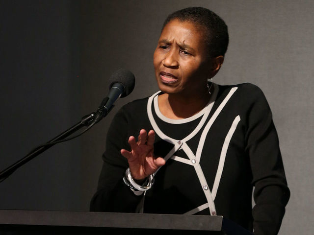 MEMPHIS, TN - JANUARY 14: Michele Roberts speaks at the tour of the Civil Rights Museum on January 14, 2018 at the National Civil Rights Museum at the Lorraine Motel in Memphis, Tennessee. Mandatory Copyright Notice: Copyright 2018 NBAE