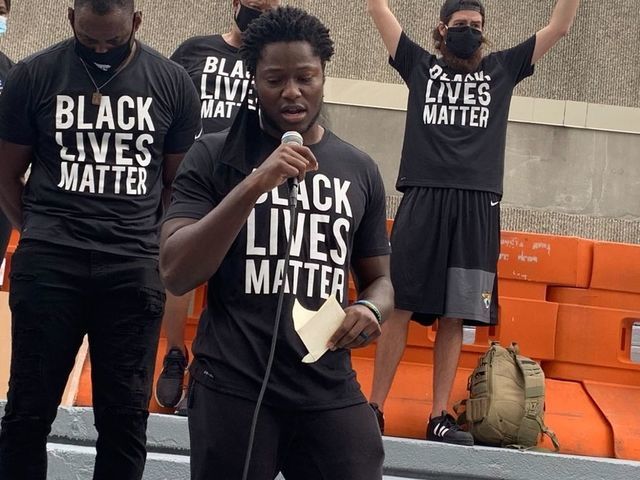Jaguars march to police station to raise awareness of racial injustice