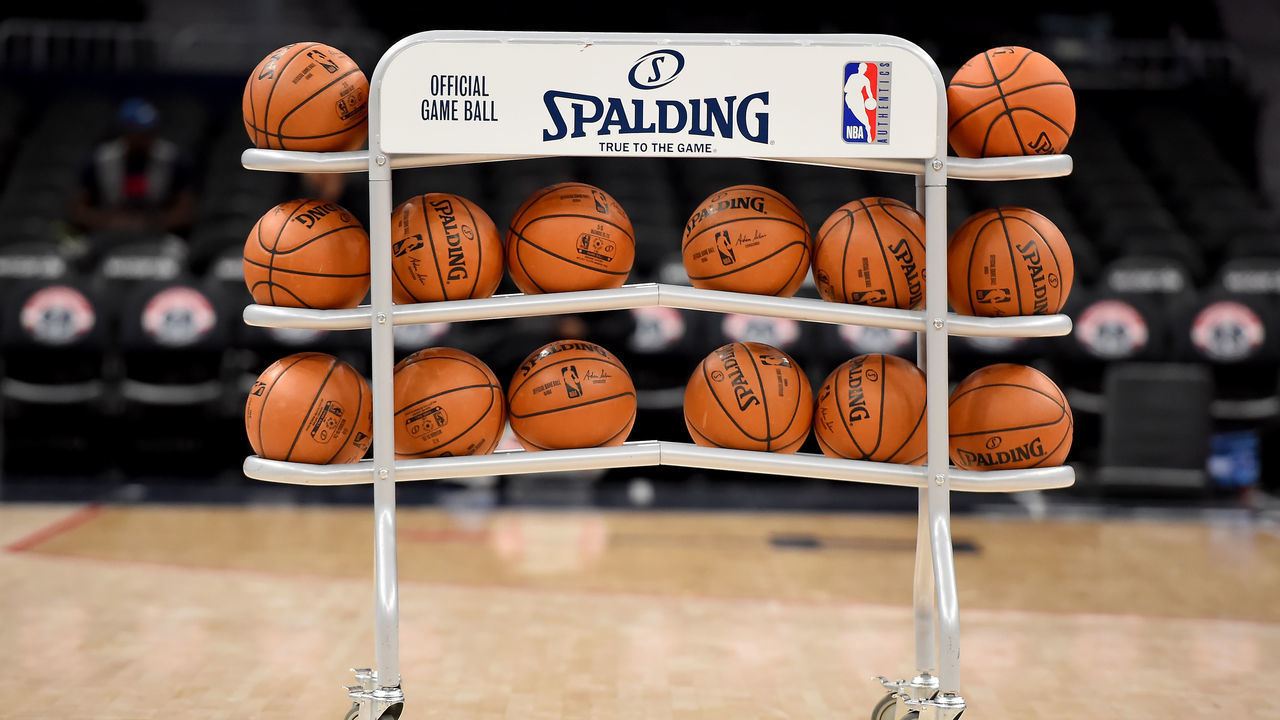 WASHINGTON, DC - DECEMBER 28: A general view of Spalding basketballs used prior to the game between the Washington Wizards and the New York Knicks at Capital One Arena on December 28, 2019 in Washington, DC.