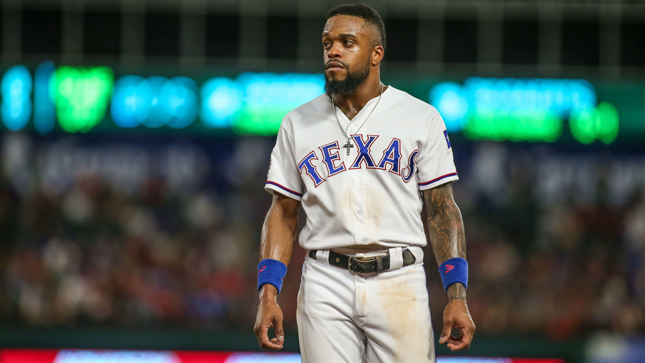 ARLINGTON, TX - SEPTEMBER 25: Texas Rangers outfielder Delino DeShields (3) walks to the dugout during the game between the Boston Red Sox and Texas Rangers on September 25, 2019 at Globe Life Park in Arlington, TX.