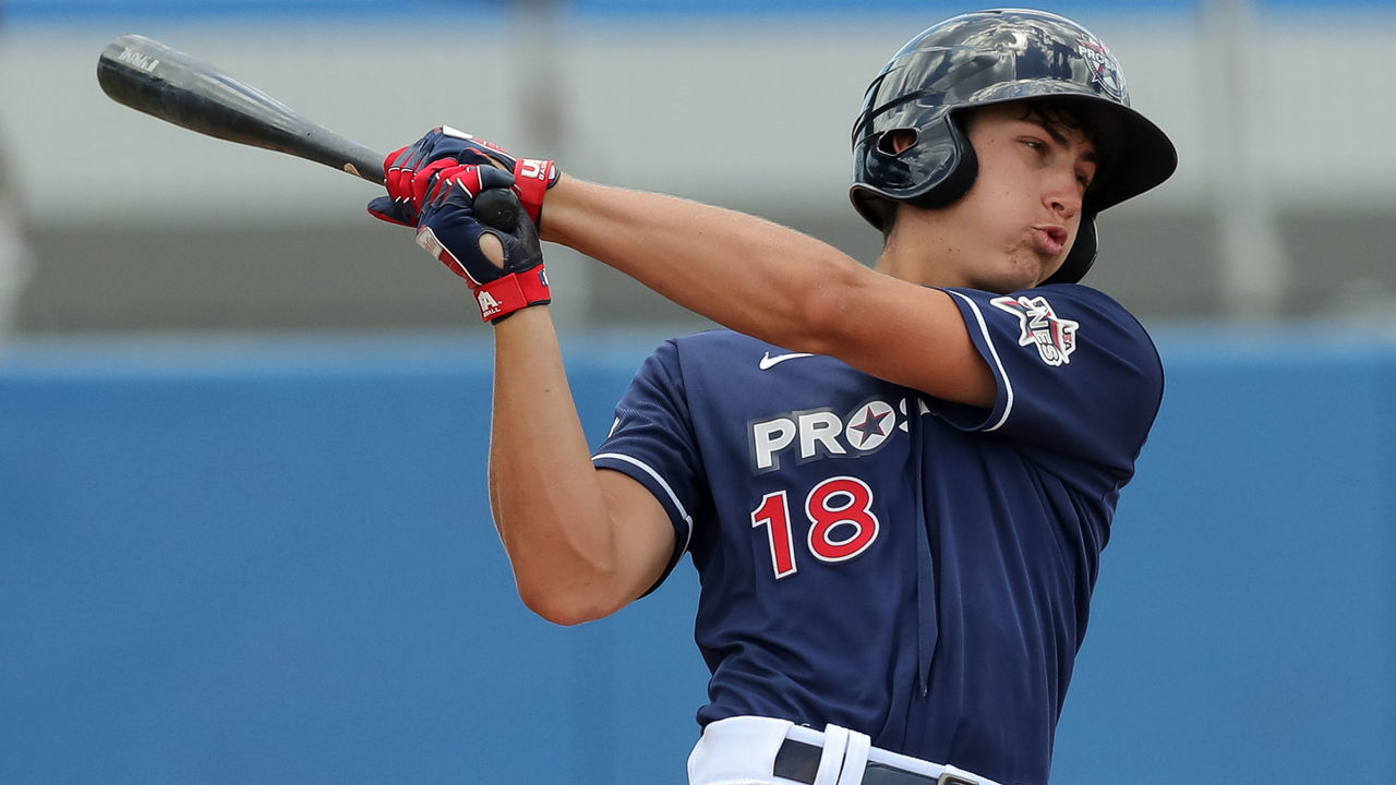 BRADENTON, FL - JUNE 28: Tyler Soderstrom bats during the PDP League game at the IMG Academy on Friday, June 28, 2019 in Bradenton, Florida.
