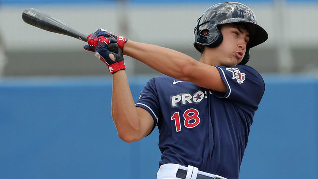 BRADENTON, FL - JUNE 28: Tyler Soderstrom bats during the PDP League game at the IMG Academy on Friday, June 28, 2019 in Bradenton, Florida.