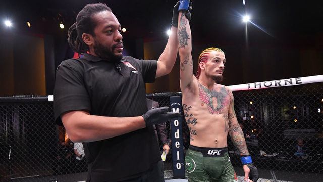 LAS VEGAS, NEVADA - JUNE 06: Sean O'Malley reacts after his knockout victory over Eddie Wineland in their bantamweight bout during the UFC 250 event at UFC APEX on June 06, 2020 in Las Vegas, Nevada.