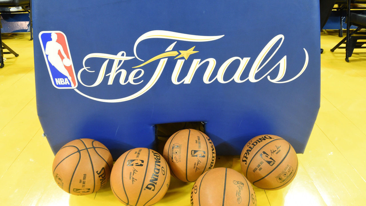 OAKLAND, CA - JUNE 18: A general view of the Finals logo during practice and media availability as part of the 2016 NBA Finals on June 18, 2016 at ORACLE Arena in Oakland, California. Mandatory Copyright Notice: Copyright 2016 NBAE