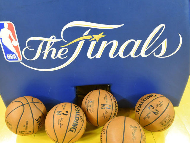 OAKLAND, CA - JUNE 18: A general view of the Finals logo during practice and media availability as part of the 2016 NBA Finals on June 18, 2016 at ORACLE Arena in Oakland, California. Mandatory Copyright Notice: Copyright 2016 NBAE