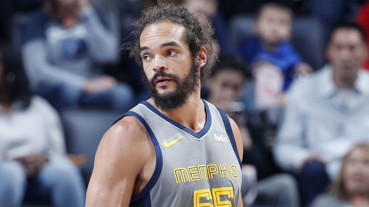 MEMPHIS, TN - MARCH 23: Joakim Noah #55 of the Memphis Grizzlies looks on during the game against the Minnesota Timberwolves at FedExForum on March 23, 2019 in Memphis, Tennessee. Minnesota won 112-99. NOTE TO USER: User expressly acknowledges and agrees that, by downloading and or using the photograph, User is consenting to the terms and conditions of the Getty Images License Agreement.