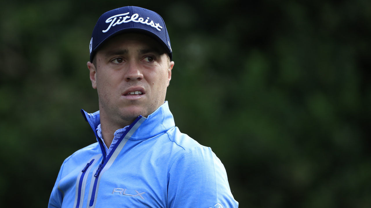 PONTE VEDRA BEACH, FLORIDA - MARCH 12: Justin Thomas of the United States watches his drive on the 11th hole during the first round of The PLAYERS Championship on The Stadium Course at TPC Sawgrass on March 12, 2020 in Ponte Vedra Beach, Florida.