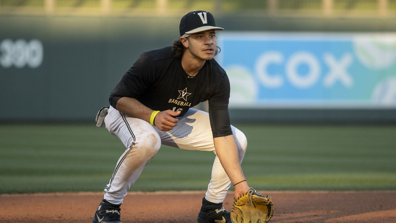 SCOTTSDALE, AZ - FEBRUARY 13: Austin Martin #16 of the Vanderbilt Commodores in action during the MLB 4 Tournament Workout Day at Salt River Fields on Thursday, February 13, 2020 in Scottsdale, Arizona.