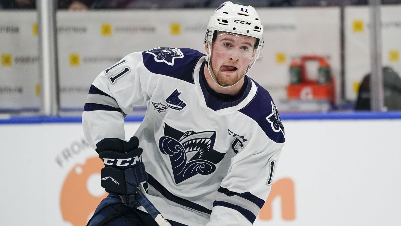 QUEBEC CITY, QC - OCTOBER 18: Alexis Lafreniere #11 of the Rimouski Oceanic skates prior to his QMJHL hockey game at the Videotron Center on October 18, 2019 in Quebec City, Quebec, Canada.