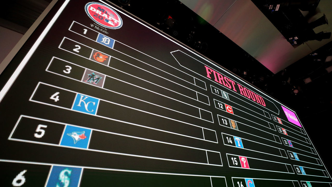 SECAUCUS, NJ - JUNE 08: The Draft board is seen ahead of the 2020 Major League Baseball Draft at MLB Network on Monday, June 8, 2020 in Secaucus, New Jersey.