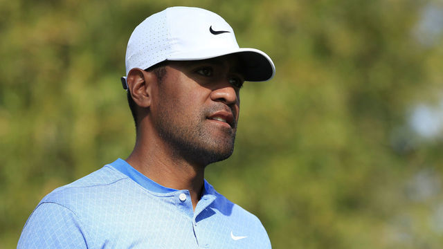 PONTE VEDRA BEACH, FLORIDA - MARCH 12: Tony Finau of the United States on the 11th tee during the first round of The PLAYERS Championship on The Stadium Course at TPC Sawgrass on March 12, 2020 in Ponte Vedra Beach, Florida.