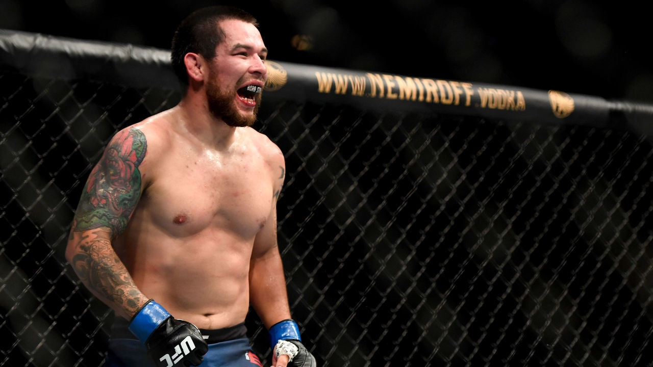 JACKSONVILLE, FL - MAY 13: Ray Borg of the United States reacts in his Men's Bantamweight bout during UFC Fight Night at VyStar Veterans Memorial Arena on May 13, 2020 in Jacksonville, Florida.